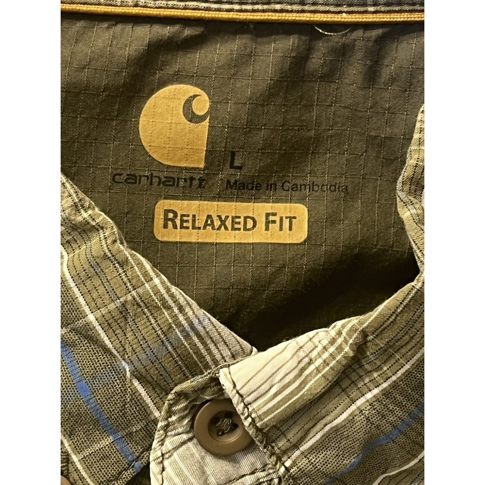Carhartt Force Ridgefield Plaid Short Sleeve Relaxed Fit Shirt Men Large Vented - Picture 7 of 8